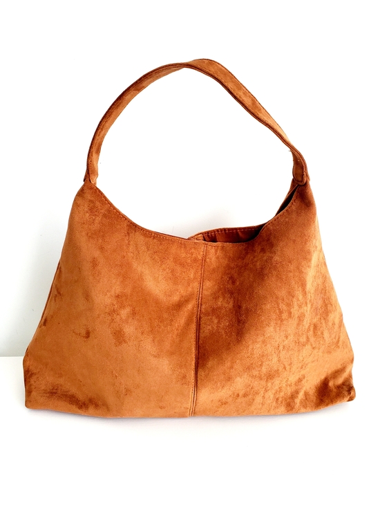 Suzy Shier Handbags - Suzy Shier Tan Velvet Hobo Shoulder Bag